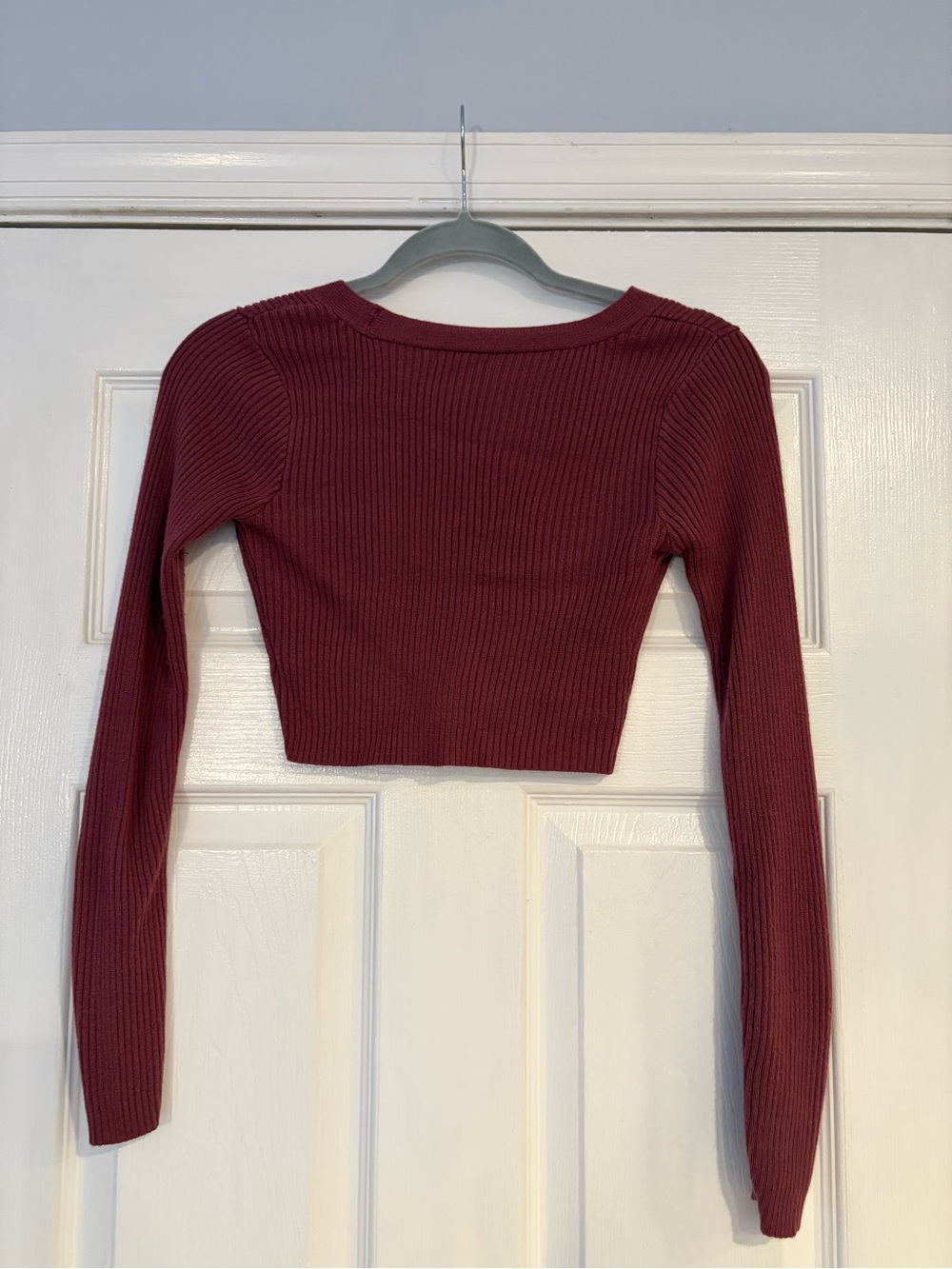 Cropped Rib-Knit Button Sweater - Picture 2 of 3